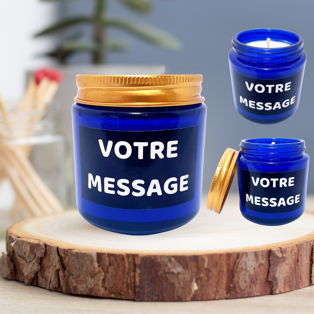 Bougie Pot BLEU de 120 ml - Votre message
