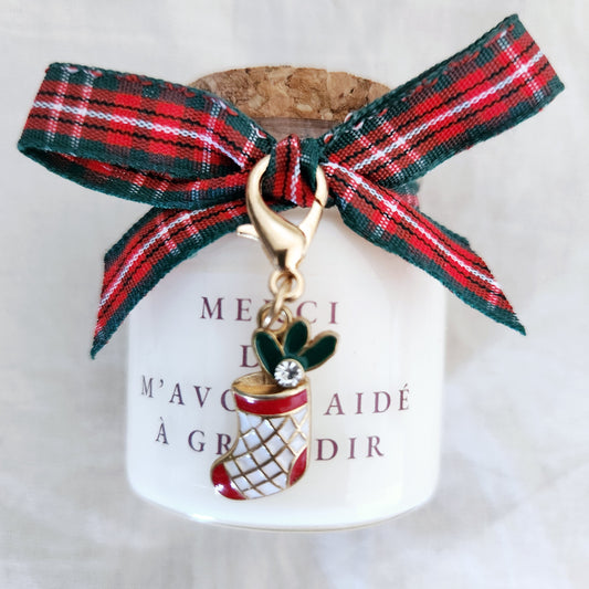 Bougie de Noël artisanale avec l'inscription Merci de m'avoir aidé à grandir