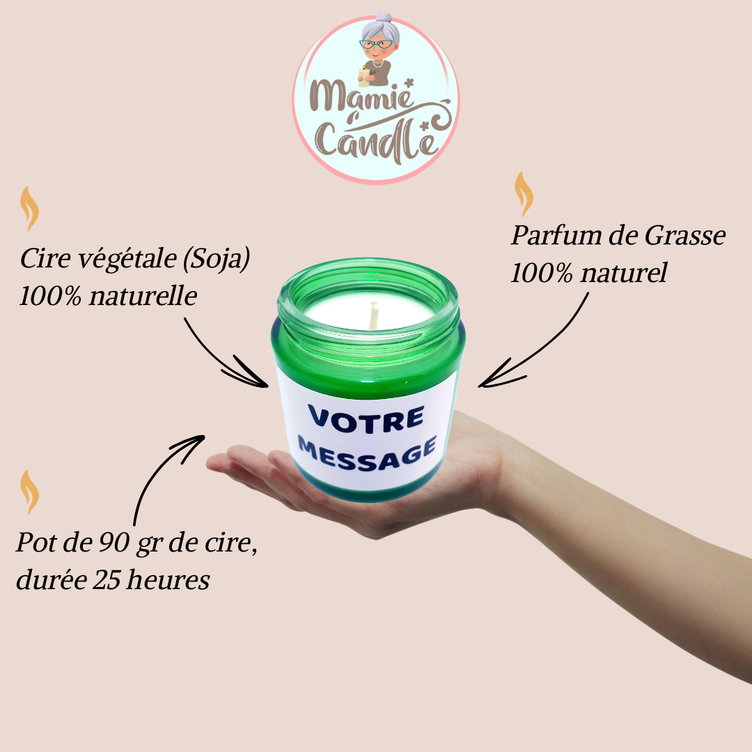Bougie Pot VERT de 120 ml - Votre message