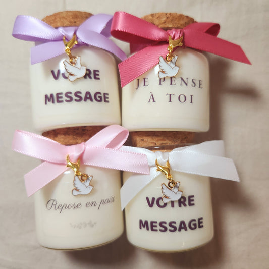 Bougie de cérémonie avec pendentif colombe argentée – Cadeau pour baptême ou souvenir de deuil et condoléances