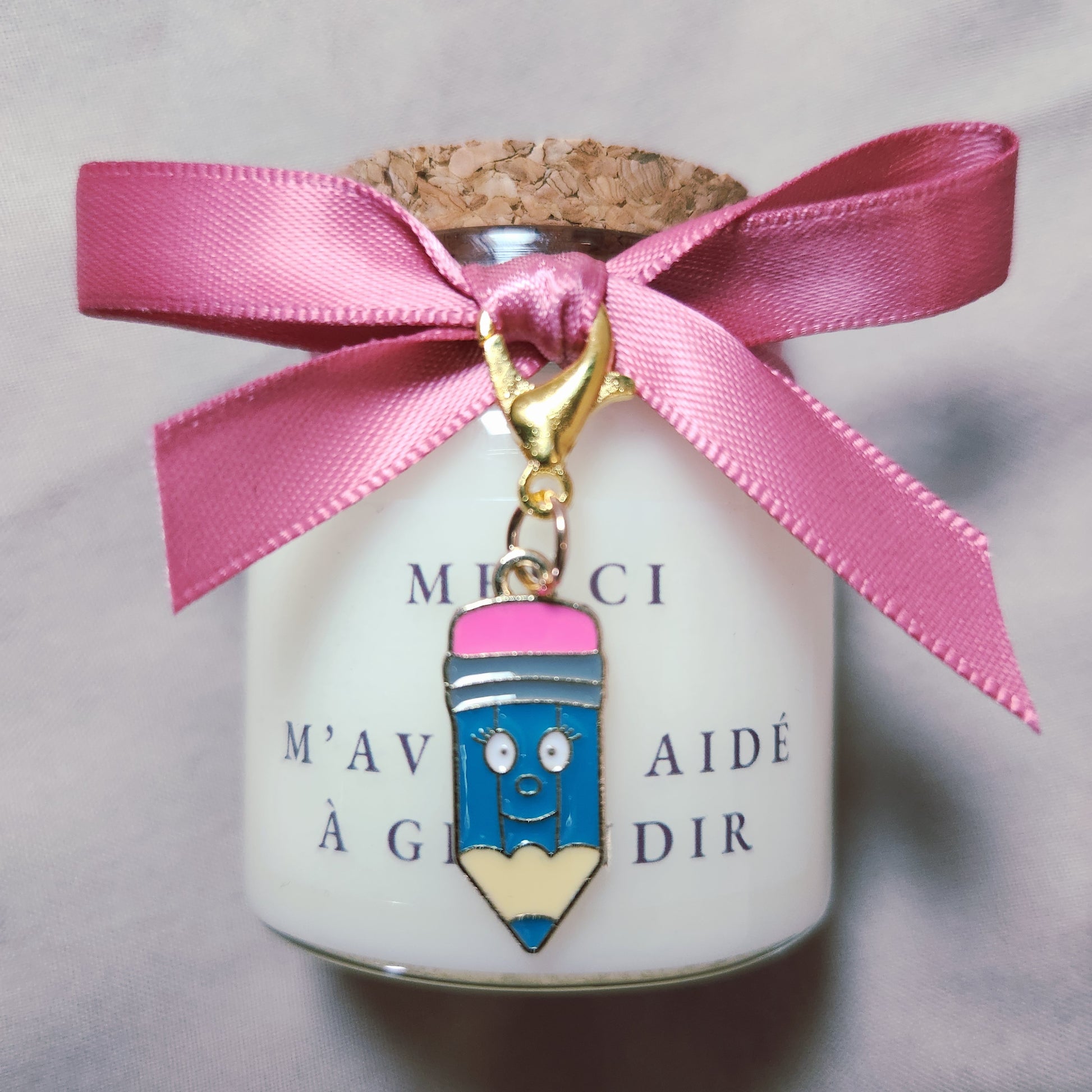Bougie artisanale étiquette message Merci de m'avoir aidé à grandir, cadeau émotion