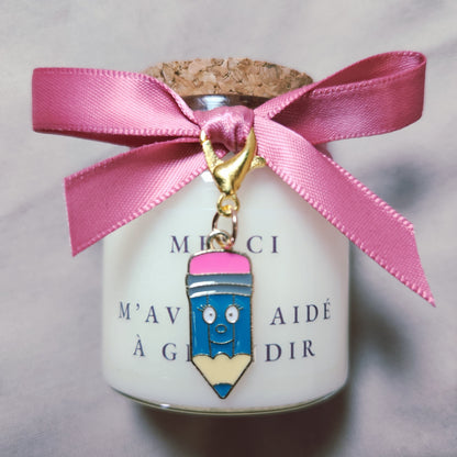 Bougie artisanale étiquette message Merci de m'avoir aidé à grandir, cadeau émotion