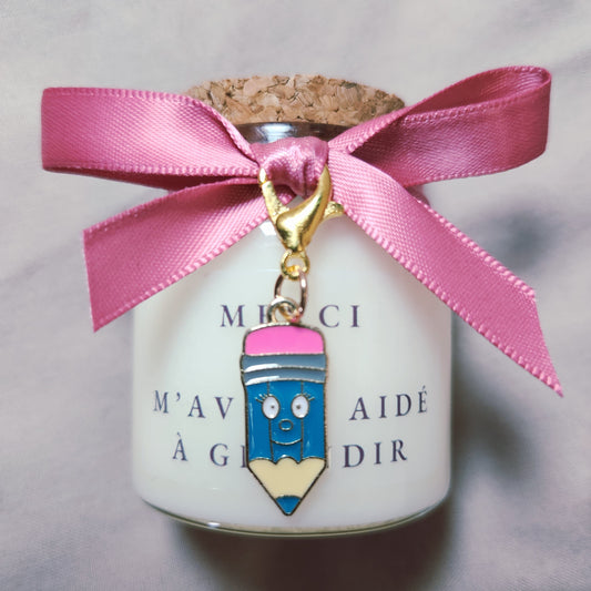 Bougie artisanale étiquette message Merci de m'avoir aidé à grandir, cadeau émotion