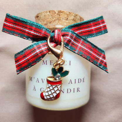 Bougie de Noël avec le message Merci de m'avoir aidé à grandir pour le cadeau de la maîtresse