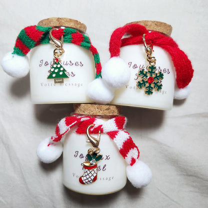 Bougie de Noël personnalisable avec prénom ou message – Décoration de table de fêtes et cadeau de Noël original.