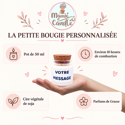 Petite bougie personnalisée de 50 ml en cire végétale de soja
