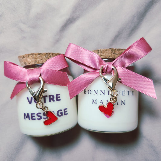 Bougie artisanale personnalisable avec message Bonne Fête Maman et le prénom de votre choix, pot en verre élégant