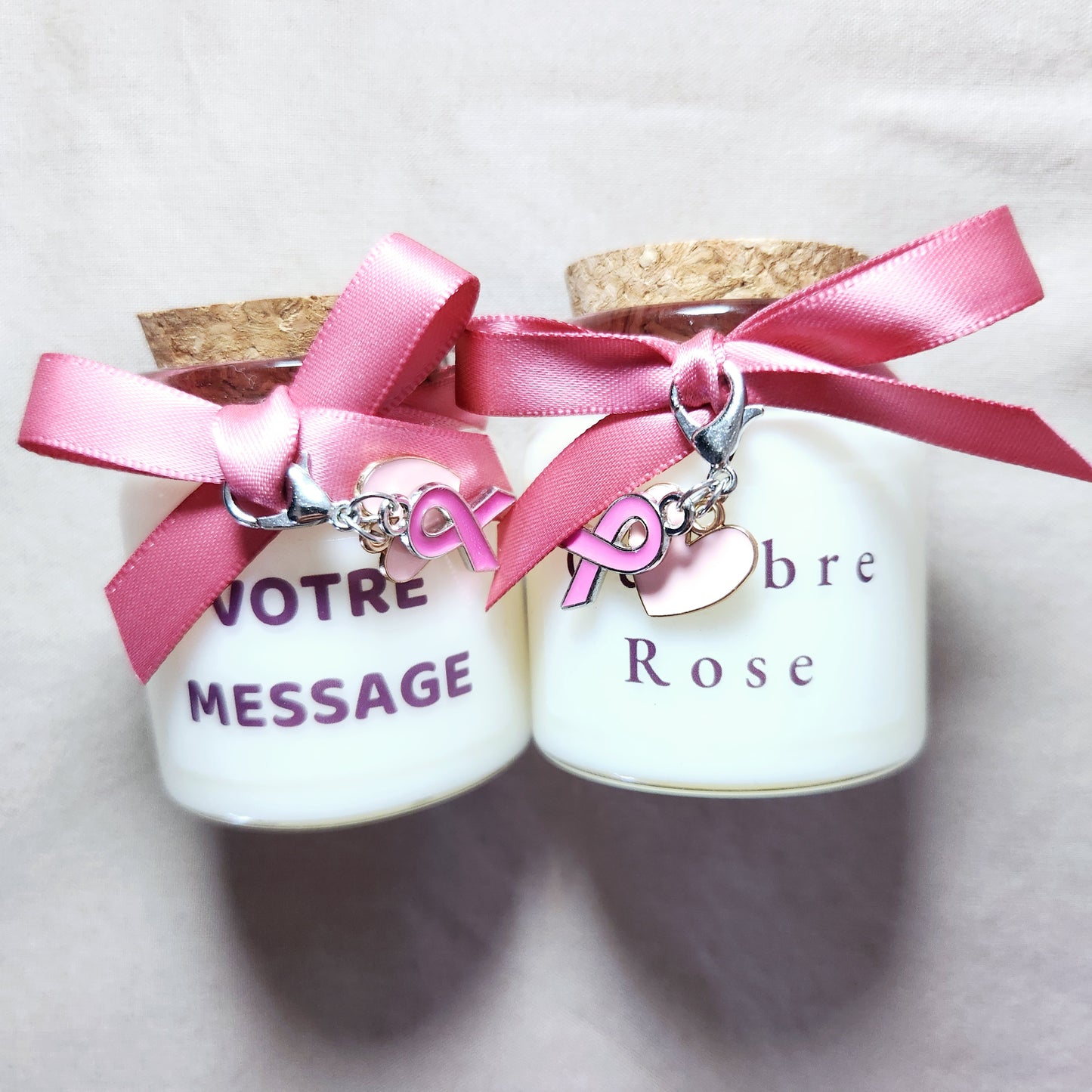 bougie personnalisee-octobre rose-cancer sein-votre message-mamiecandle