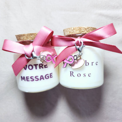 bougie personnalisee-octobre rose-cancer sein-votre message-mamiecandle