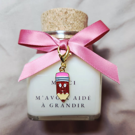 Bougie artisanale grand format avec message de remerciement Merci de m'avoir aidé à grandir, cadeau idéal pour ATSEM ou Nounou