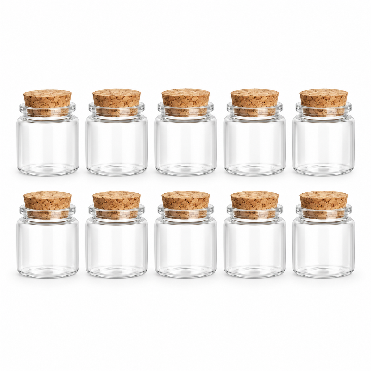 Lot de 10 mini bocaux en verre 50 ml avec bouchon en liège