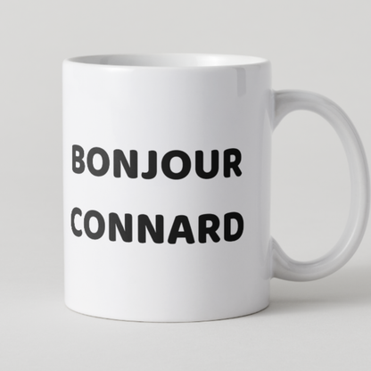 Mug blanc texte noir message humour Bonjour connard