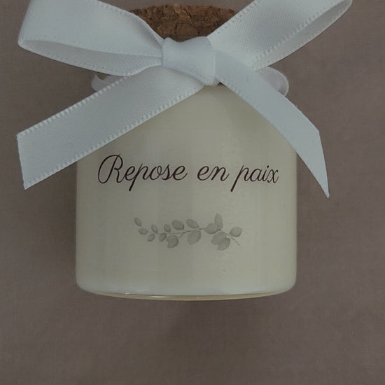 Mini bougie hommage Repose en paix de 50 g vue de face