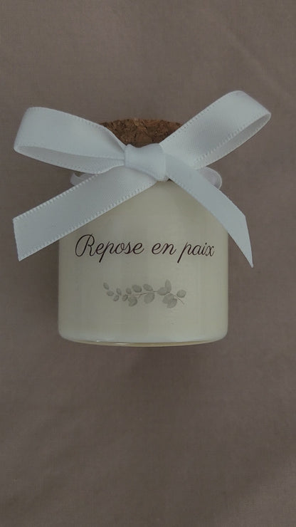 Mini bougie hommage Repose en paix de 50 g vue de face