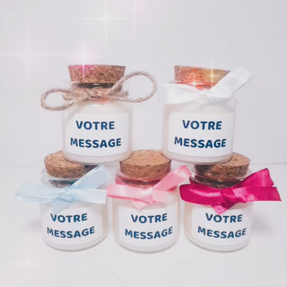 Bougie - Votre message / étiquette blanche - Pot de 50 ml