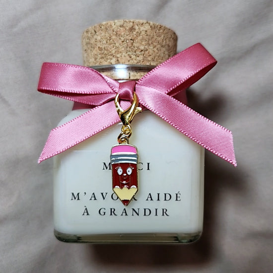 Bougie artisanale grand format avec message de remerciement Merci de m'avoir aidé à grandir, cadeau idéal pour ATSEM ou Nounou-mamiecandle