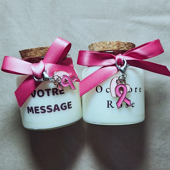 bougie personnalisee-octobre rose-cancer sein-votre message-mamie-candle-octobrerose