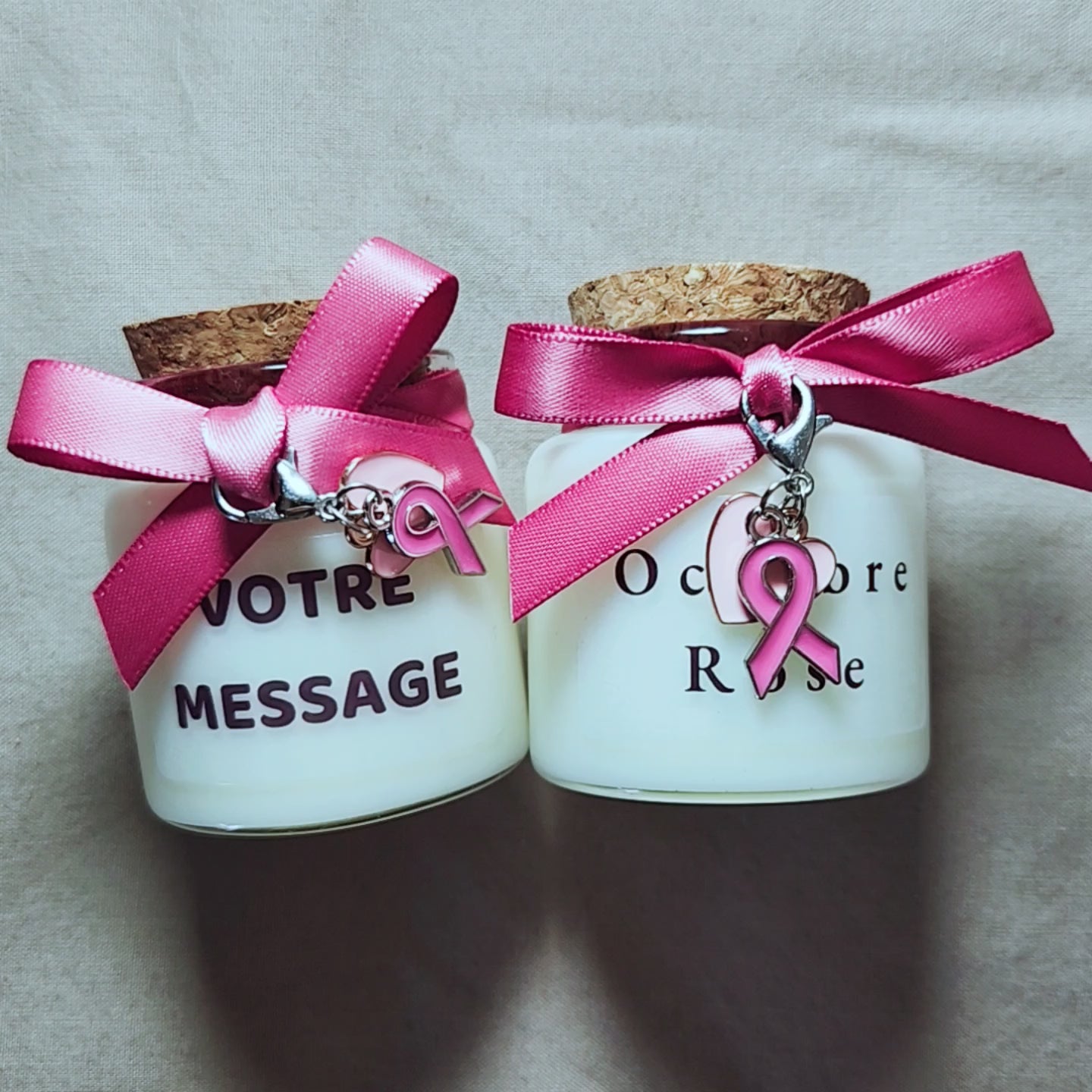 bougie personnalisee-octobre rose-cancer sein-votre message-mamie-candle-octobrerose