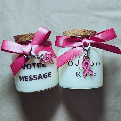 bougie personnalisee-octobre rose-cancer sein-votre message-mamie-candle-octobrerose
