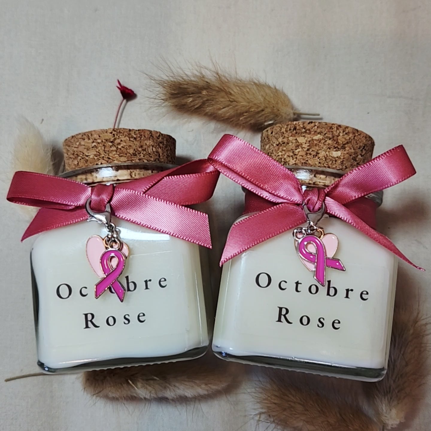 bougie personnalisee-octobre rose-cancer sein-liege