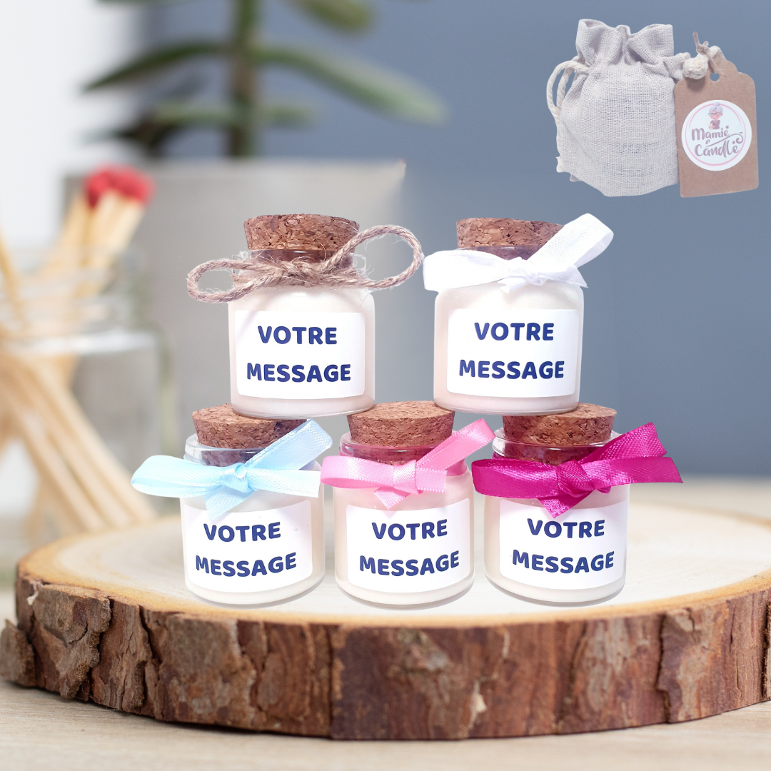 Bougie - Votre message / étiquette blanche - Pot de 50 ml