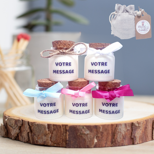 Bougie - Votre message / étiquette transparente - Pot de 50 ml